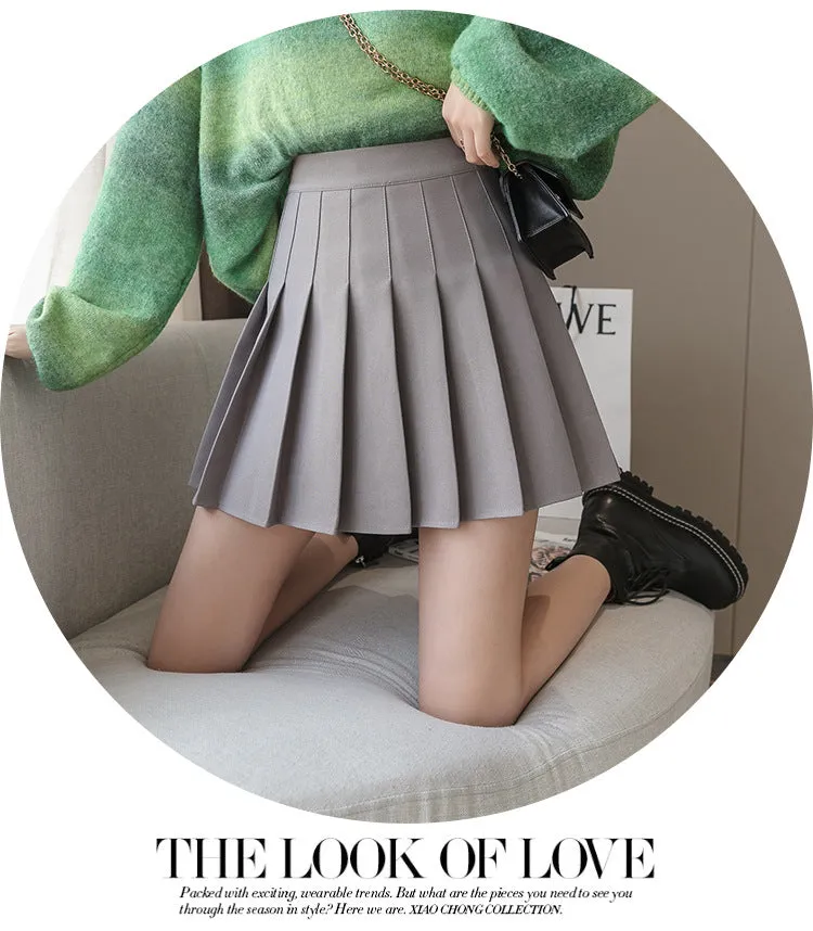 A-Line Pleated Women Summer Skirt High Waist Tennis Slim Look Black Skirt
