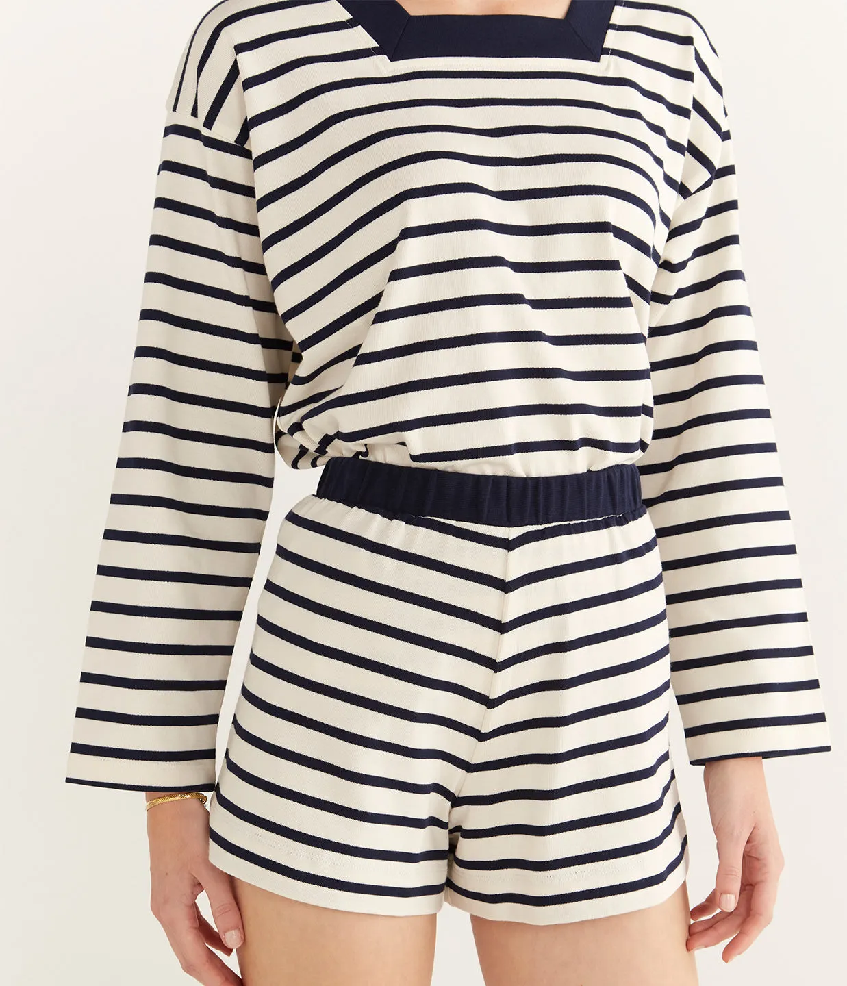 Archie Short in Navy and Cream Stripe
