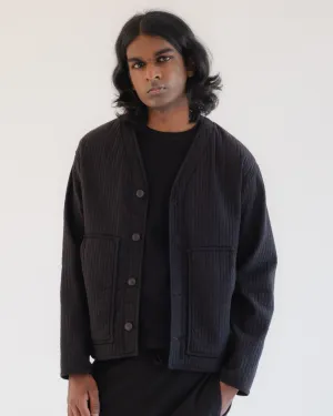 Baseball Cardigan Armor Cotton Black