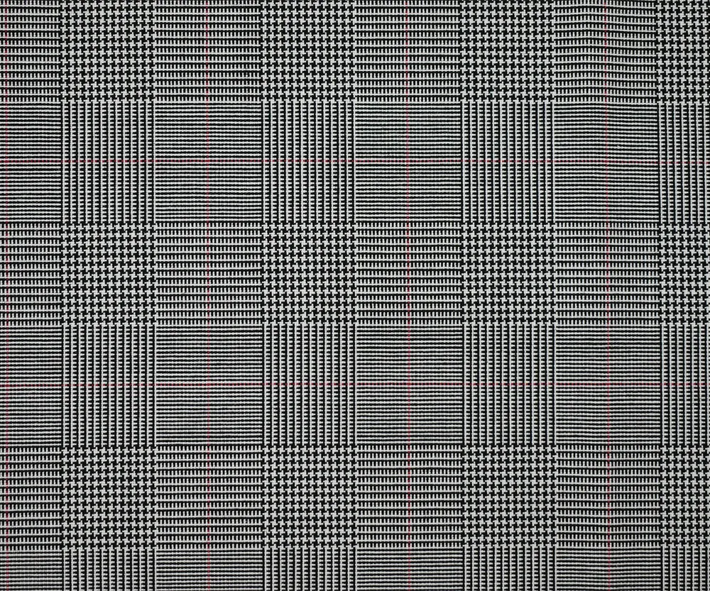 Black-White-Red Polyester Wool Glen Plaid Woven Shirting Fabric