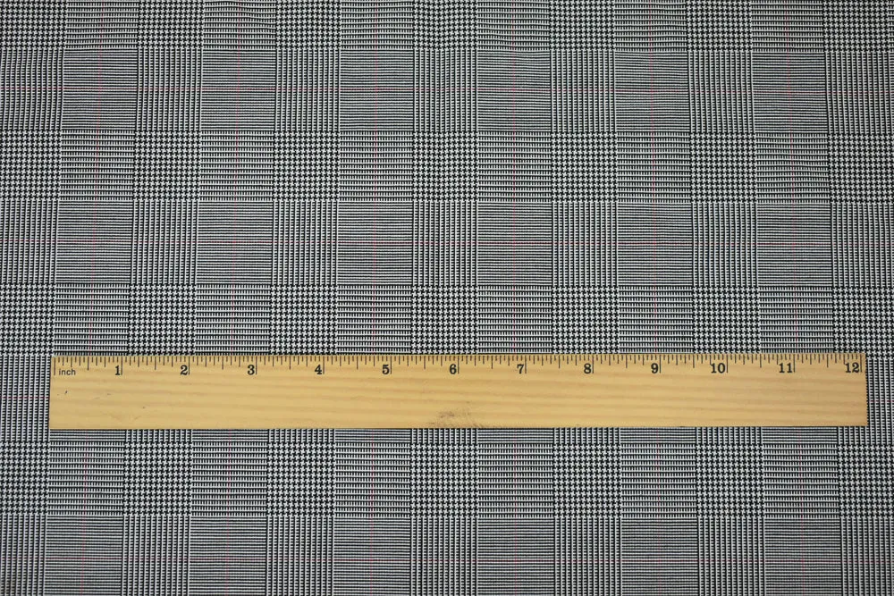 Black-White-Red Polyester Wool Glen Plaid Woven Shirting Fabric
