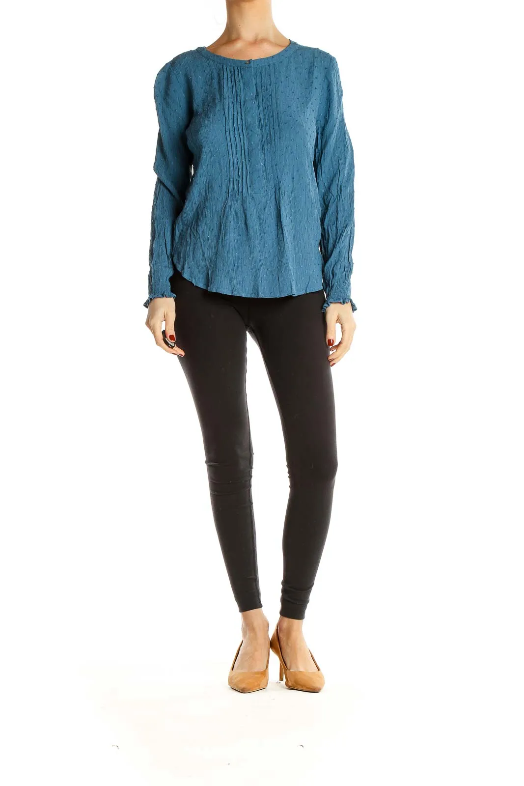 Blue Textured Blouse