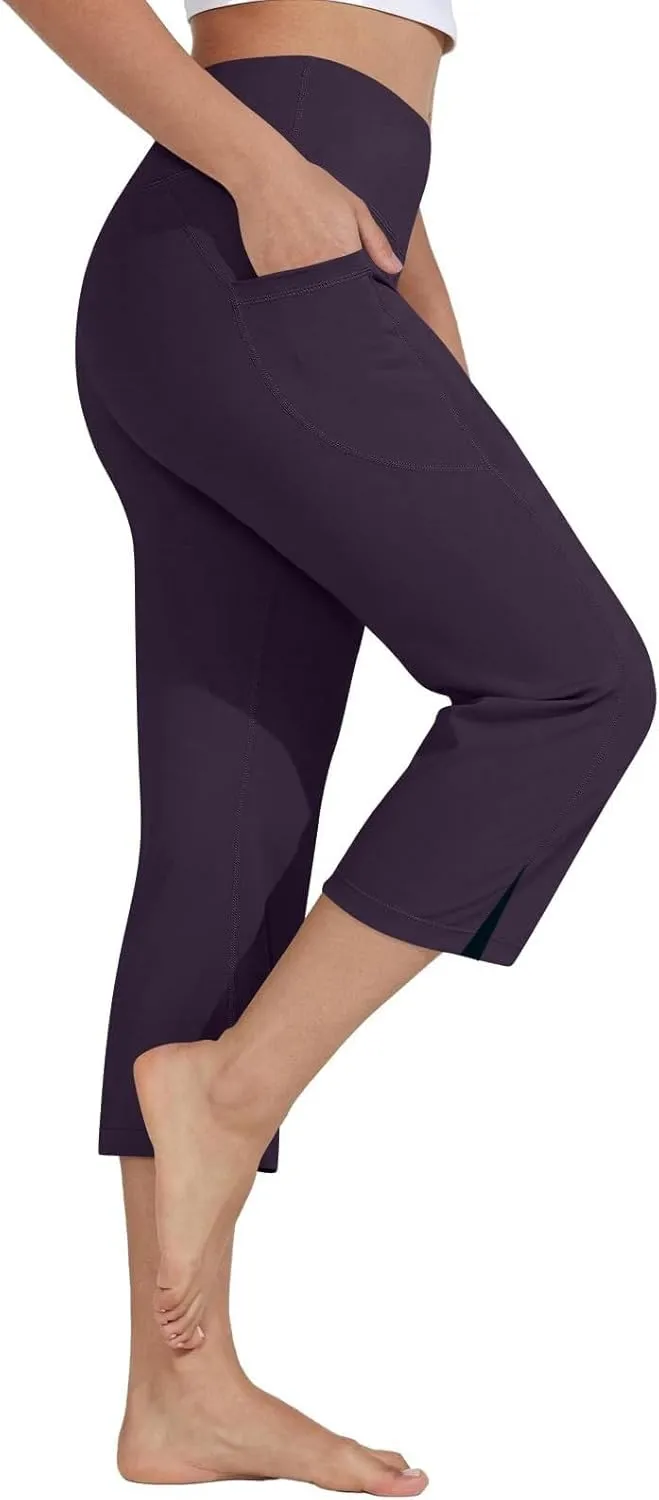 Capri Pants for Women High Waist Workout Legging with Pockets Tummy Control Leggings Crop Straight Yoga Pant