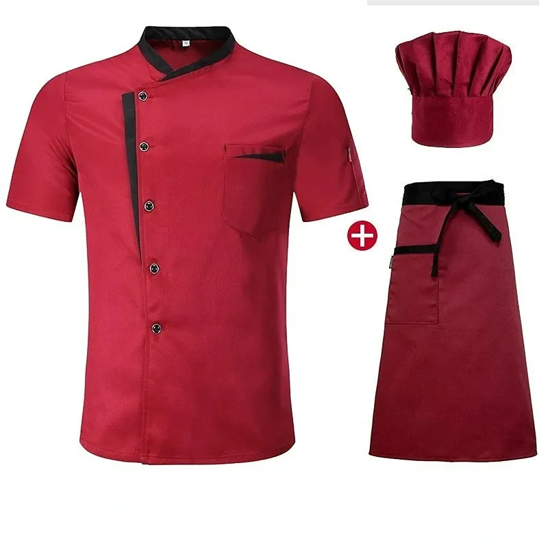 Classic Style Men Women Restaurant Kitchen Canteen Chef Uniform  Sleeves Chef Jacket Waiter Works Clothes
