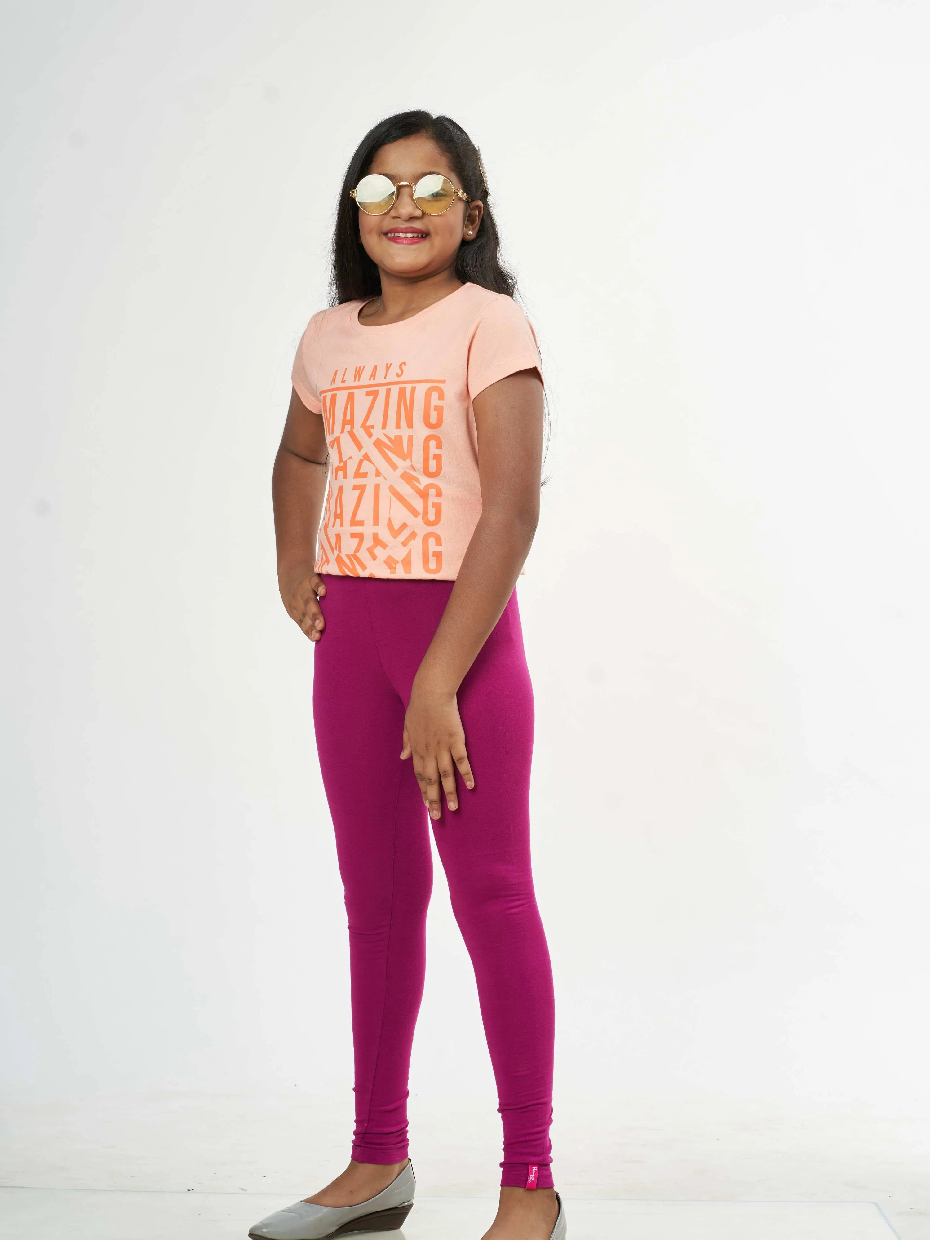 Daily Routine Girls Leggings - Deep Purple | Full Length
