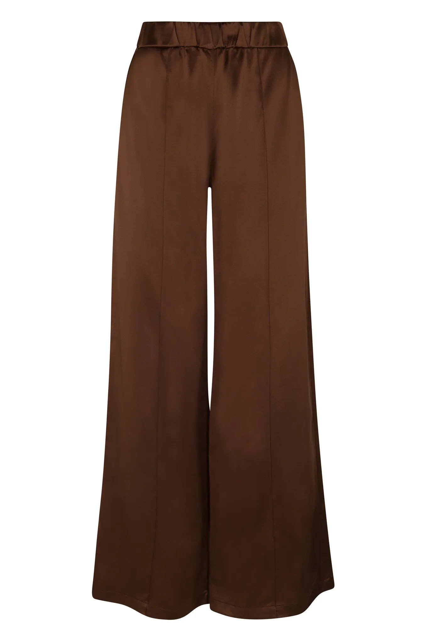 Dark Chocolate Silk Wide Leg Pintuck Pants PR