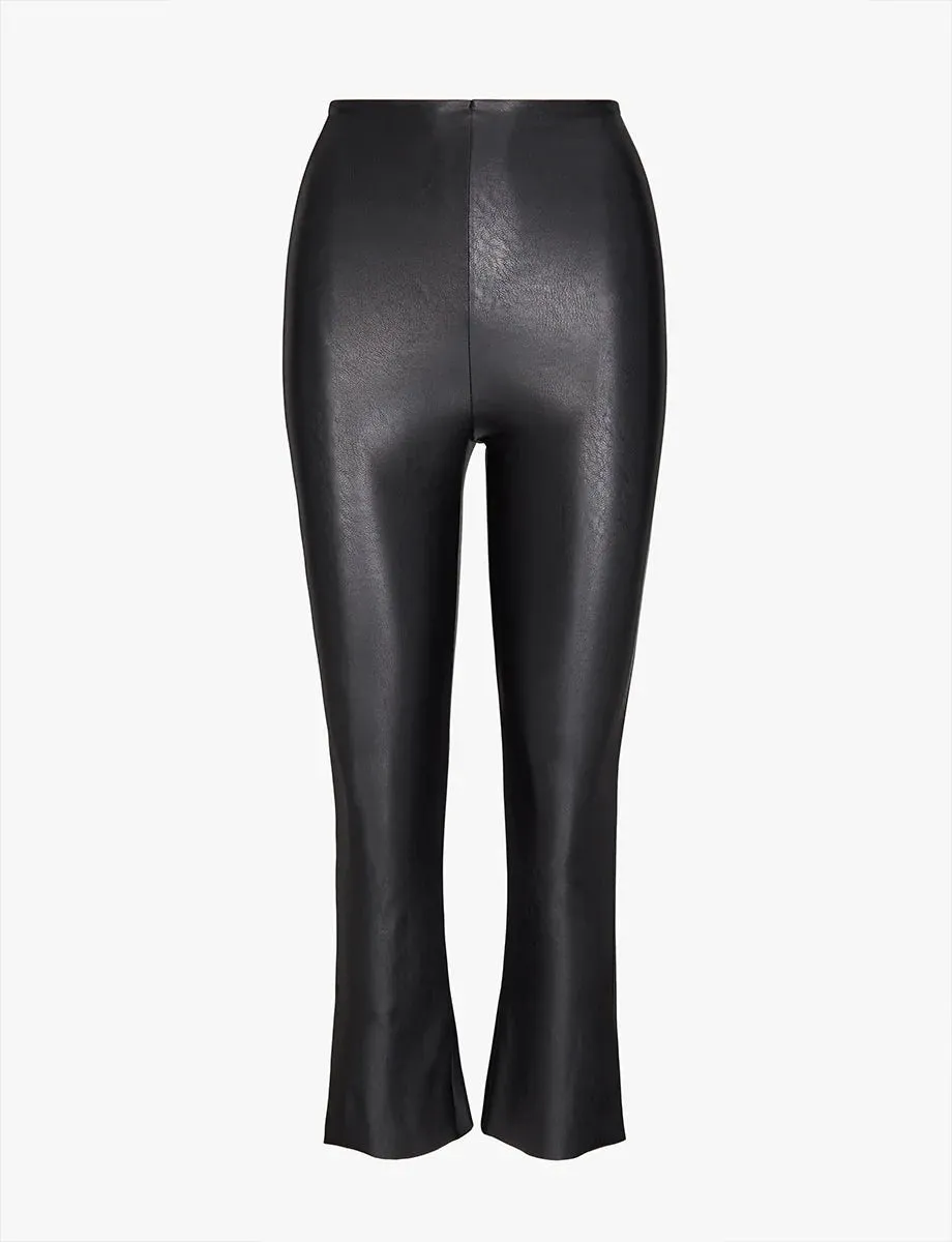 Faux Leather Cropped Flair Pant