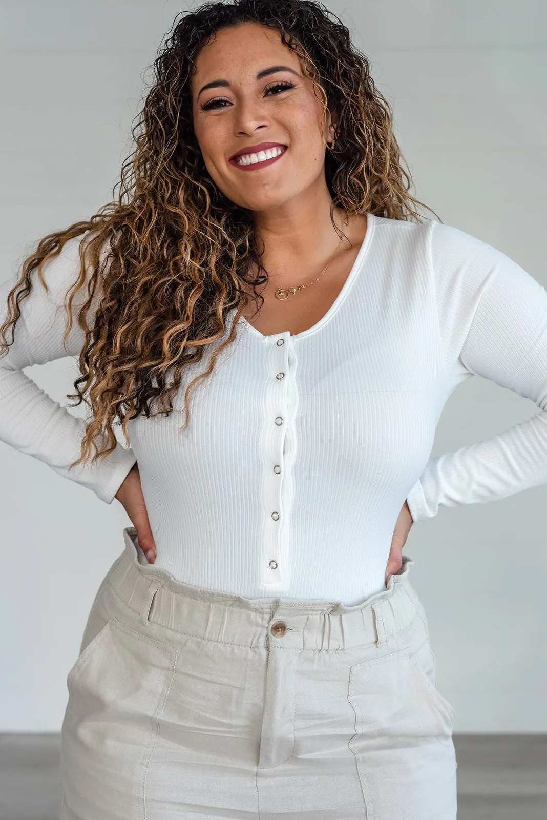 Get the Look Ribbed Bodysuit - White