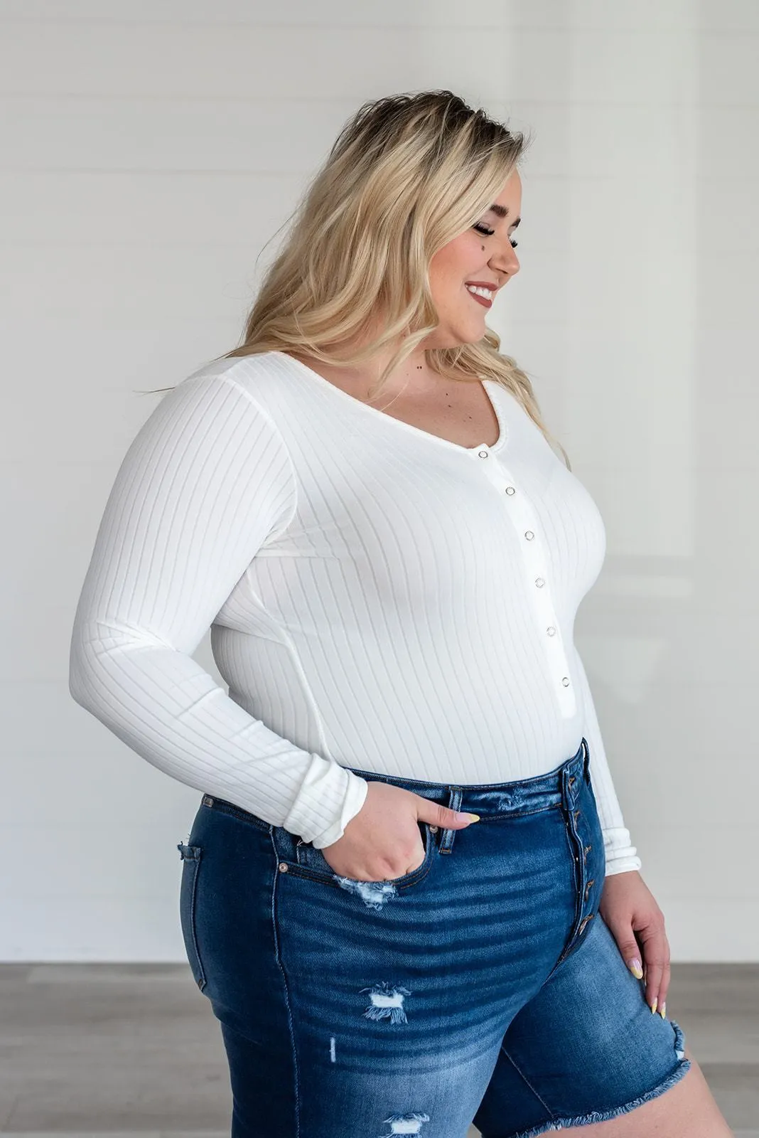 Get the Look Ribbed Bodysuit - White