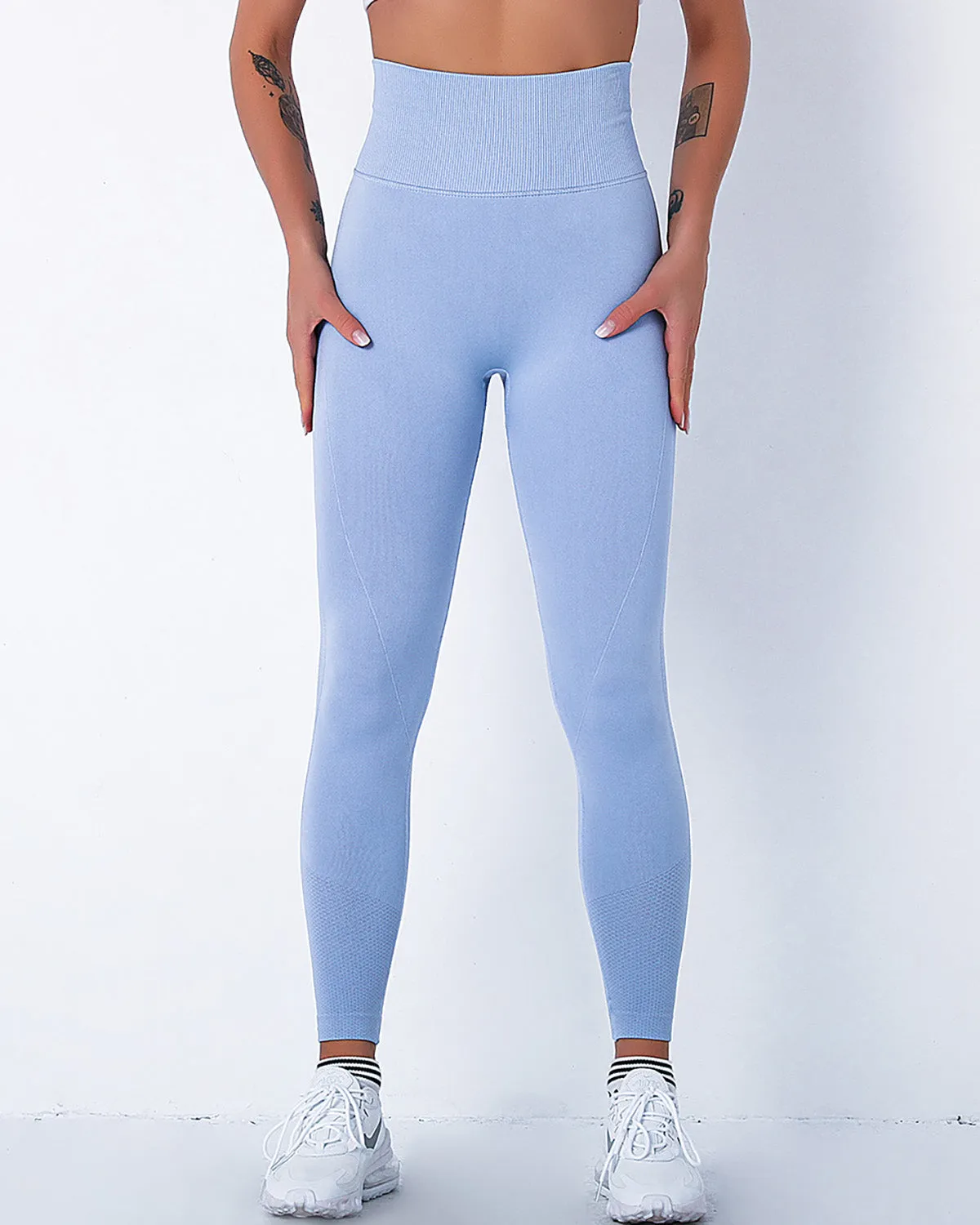 Jiulia Blanc Seamless Scrunch Leggings - Blue