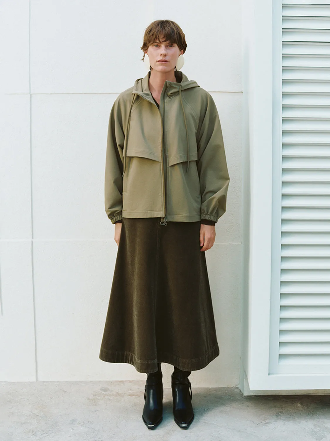 Loose Hoodie Zipper Front Jackets
