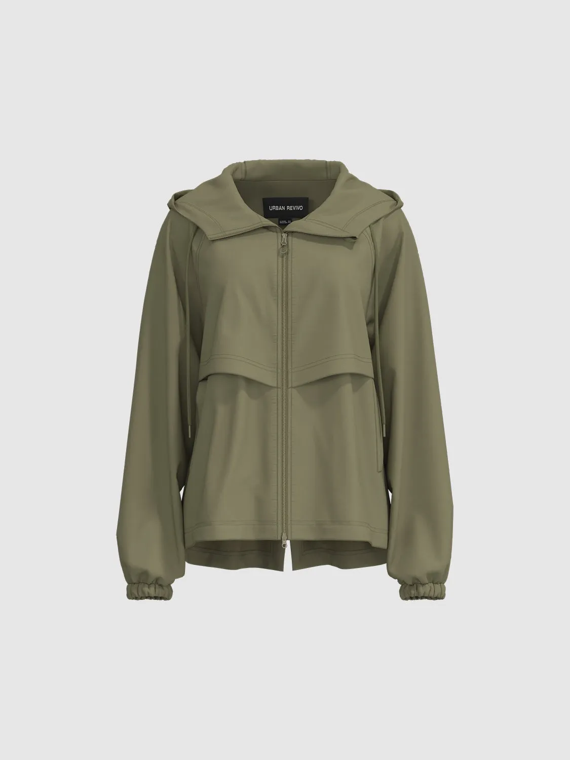 Loose Hoodie Zipper Front Jackets