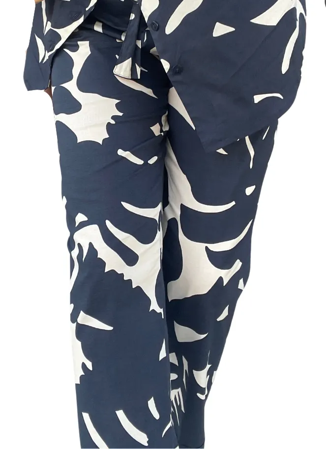 Maria Bellentani cropped leaf print pants