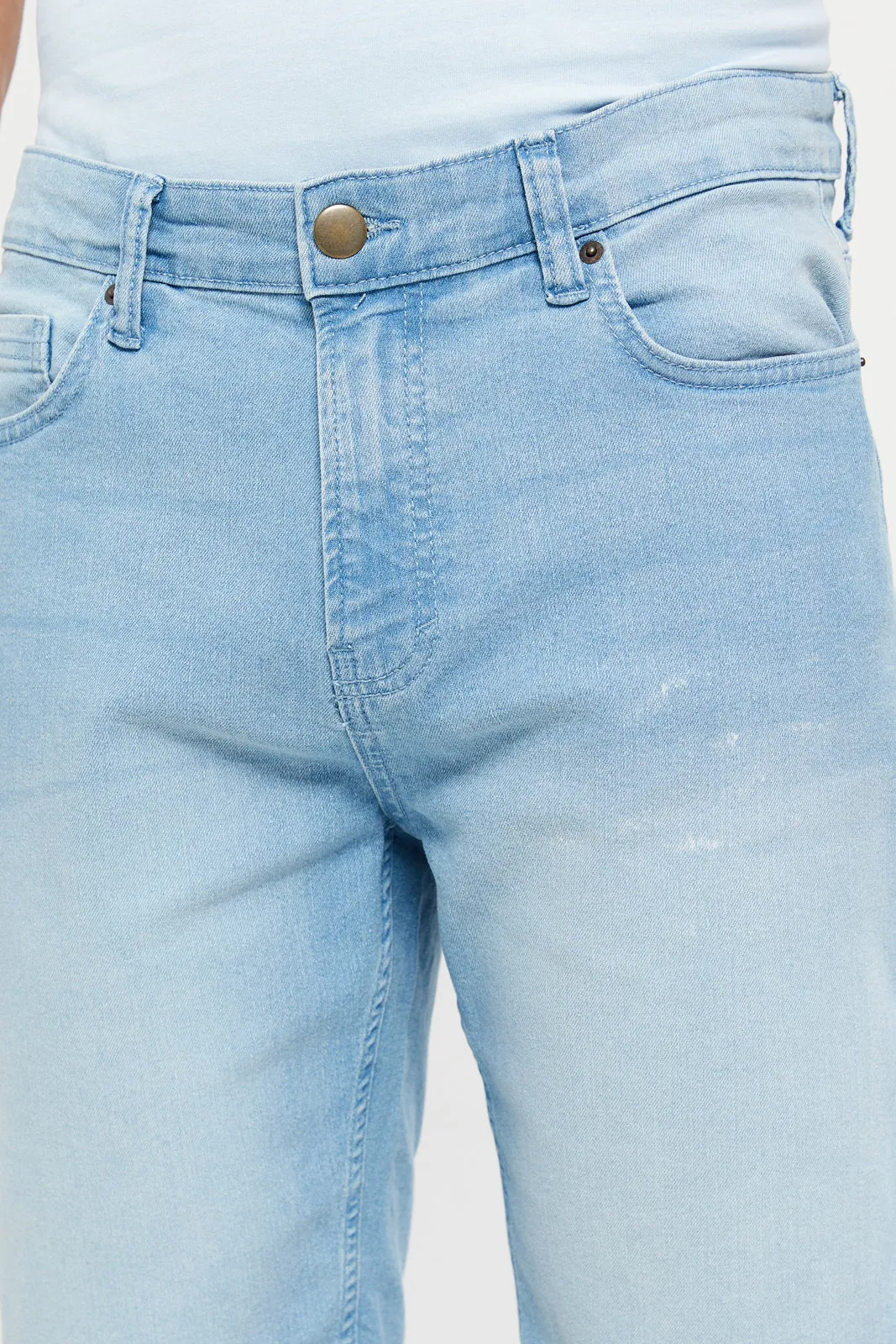 Men Blue Basic 5-Pocket Denim Shorts
