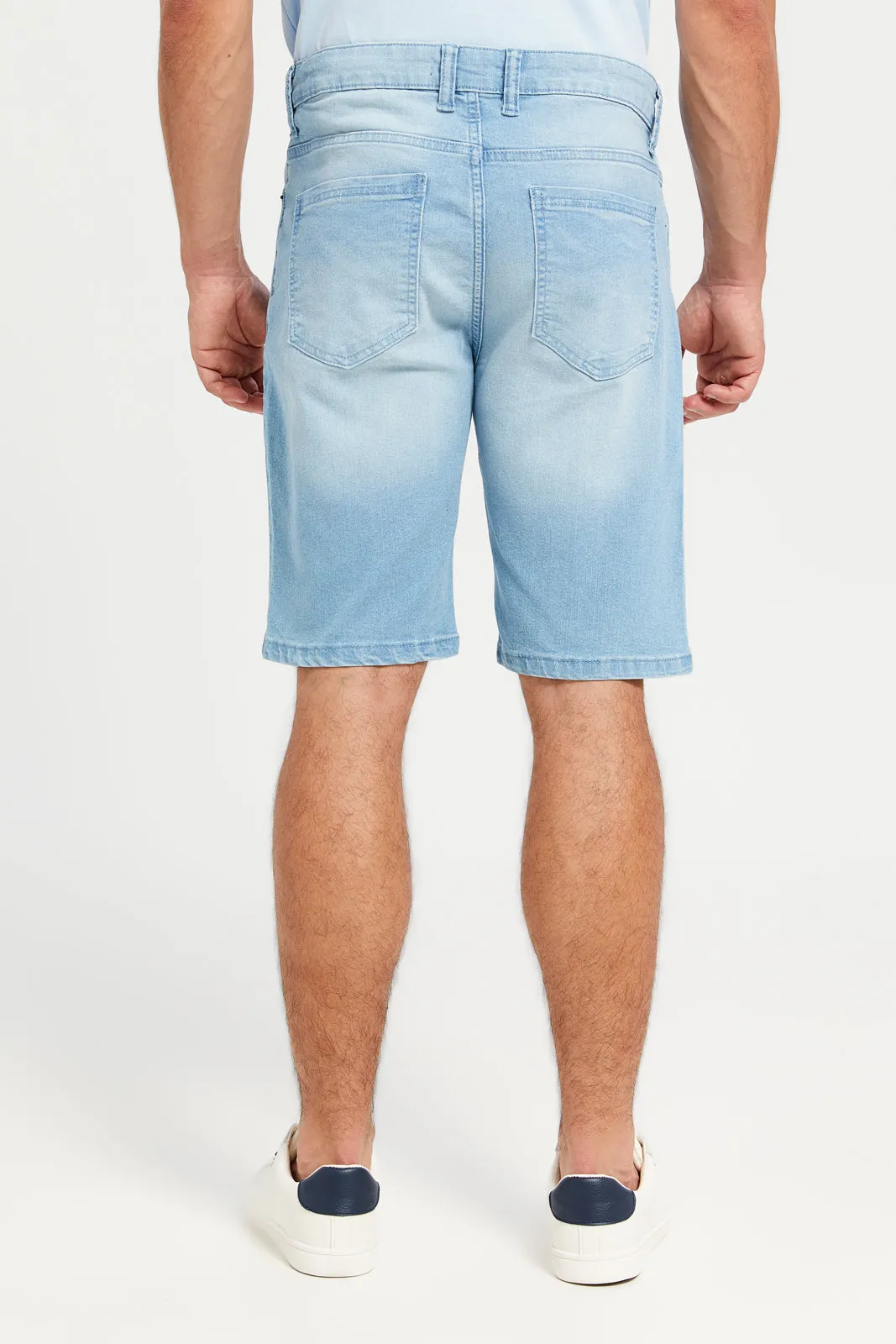 Men Blue Basic 5-Pocket Denim Shorts