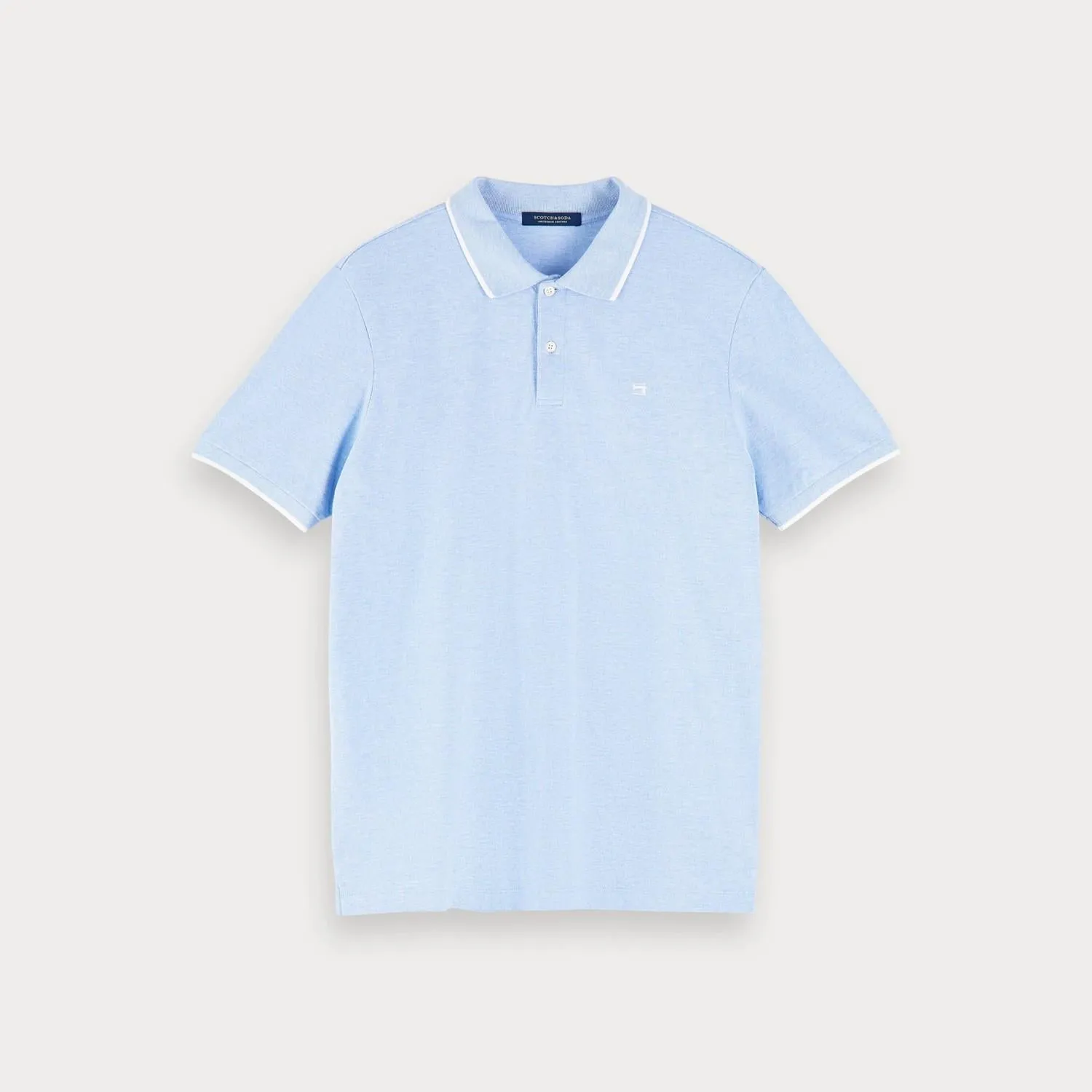 Mélange Cotton Piqué Polo (Blue Melange)