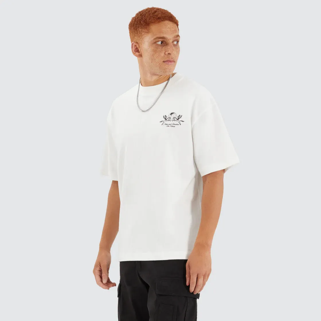 NENA & PASADENA Mens Company Street Tee Shirt - Natural White