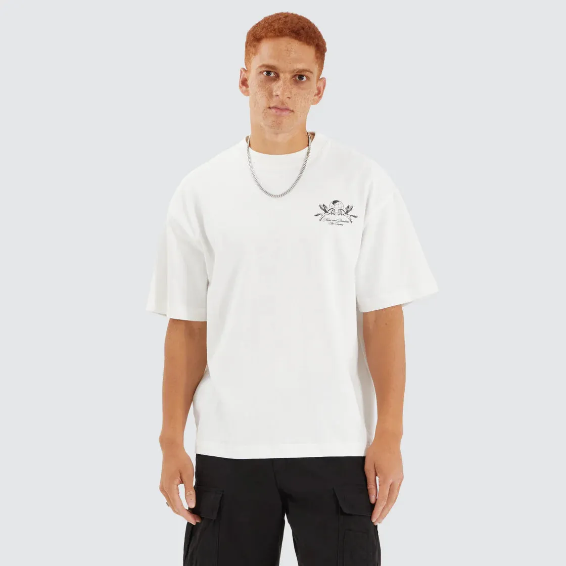 NENA & PASADENA Mens Company Street Tee Shirt - Natural White