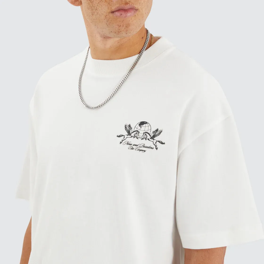NENA & PASADENA Mens Company Street Tee Shirt - Natural White