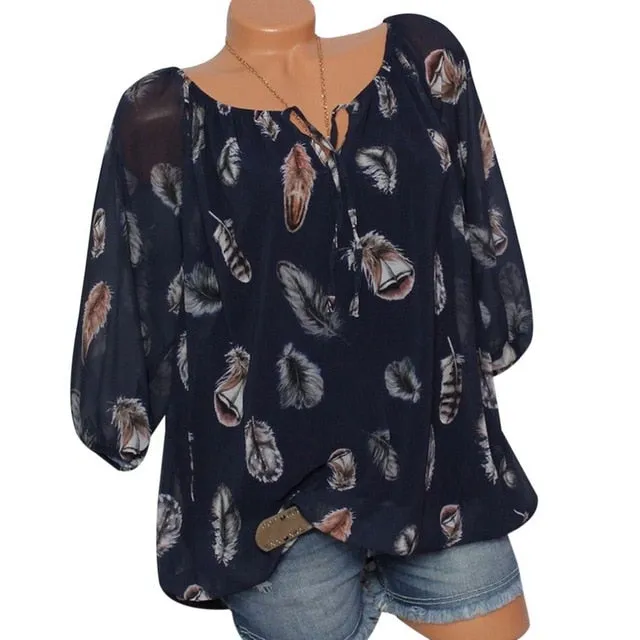 NIBESSER V-Neck Feather Blouses For Women