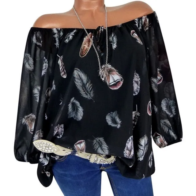 NIBESSER V-Neck Feather Blouses For Women