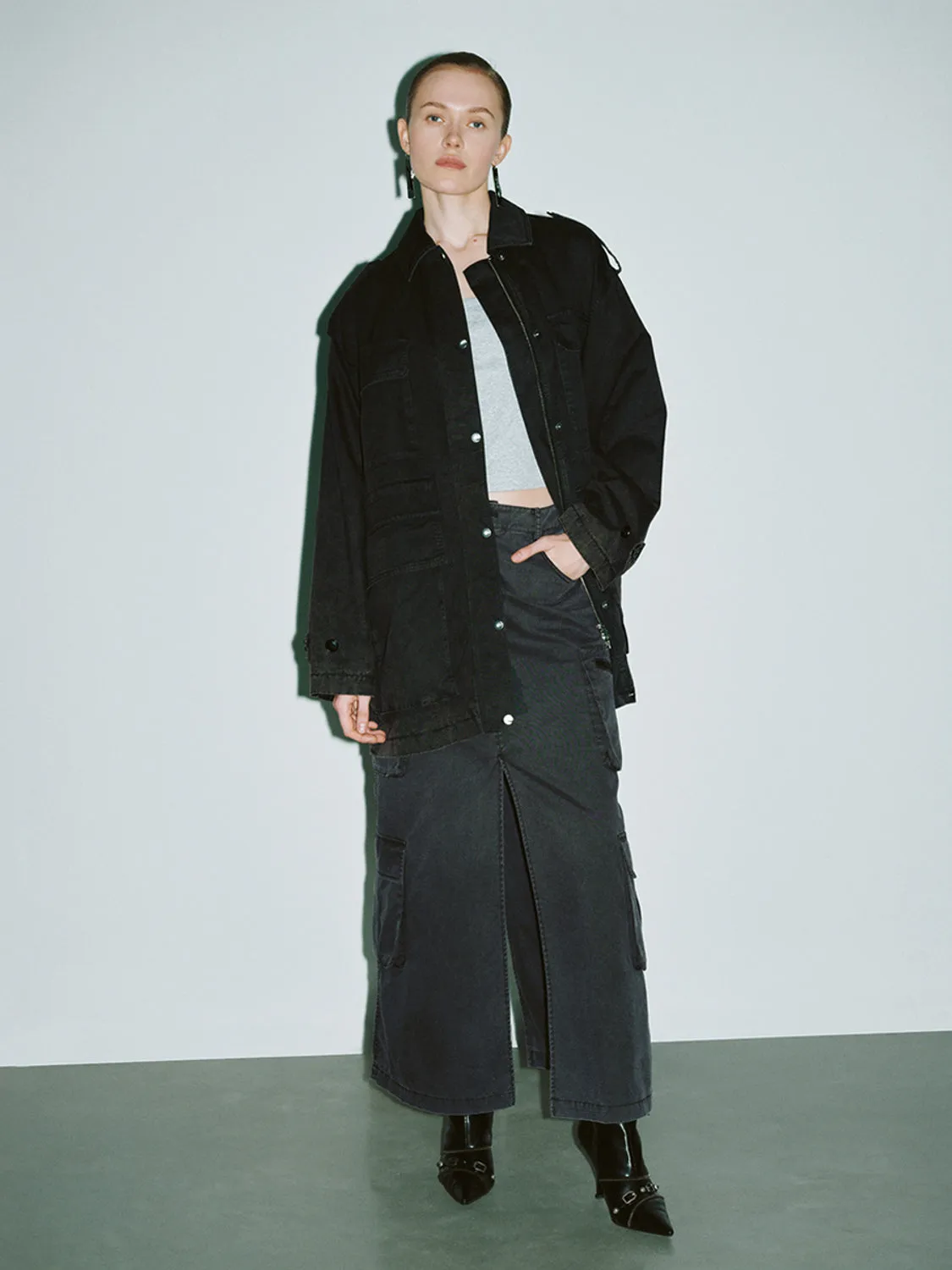 Oversized Press Button Zip Jackets