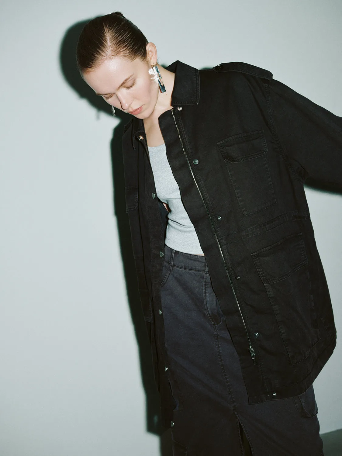 Oversized Press Button Zip Jackets