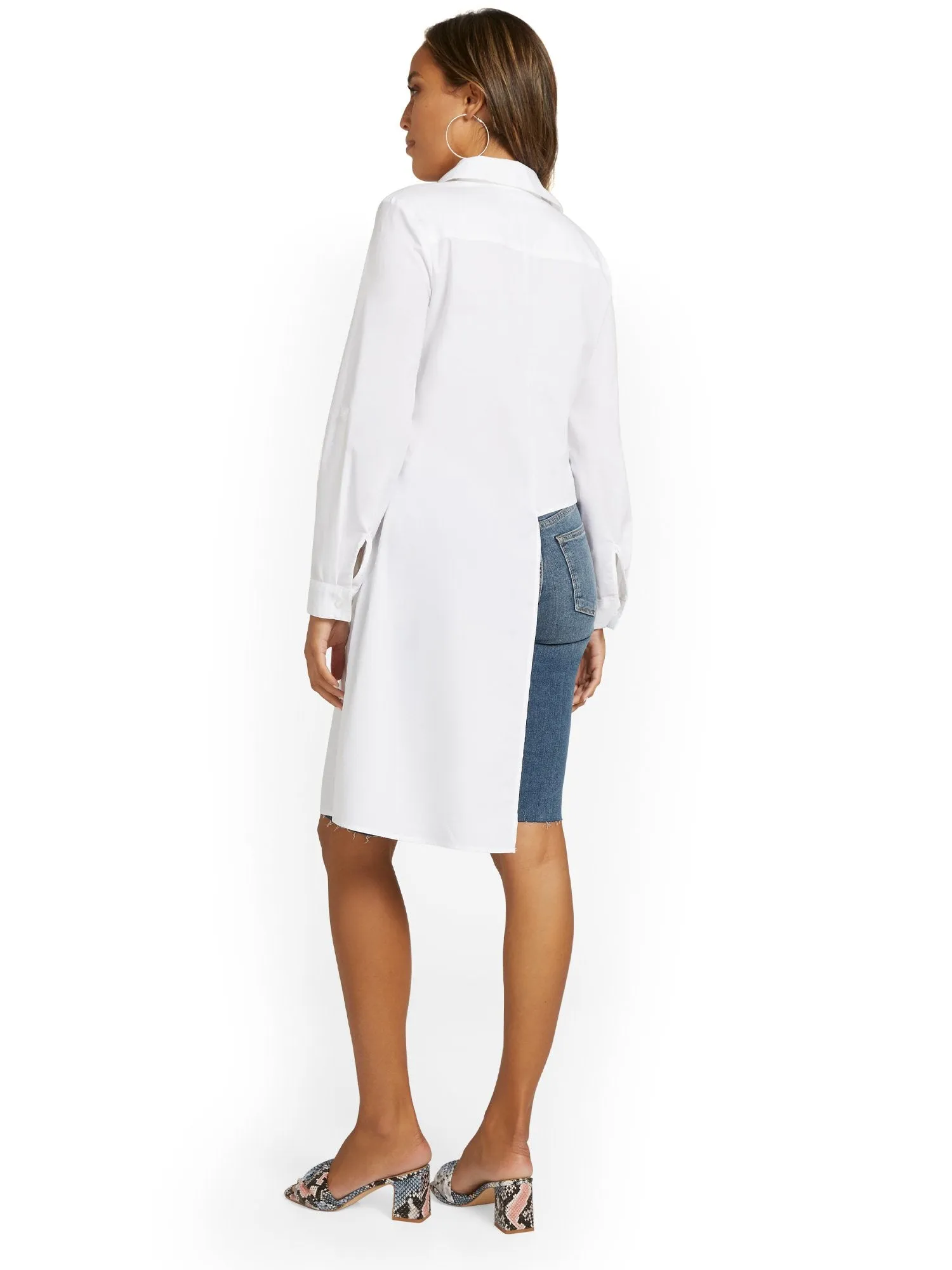 Poplin Button-Front Maxi Top