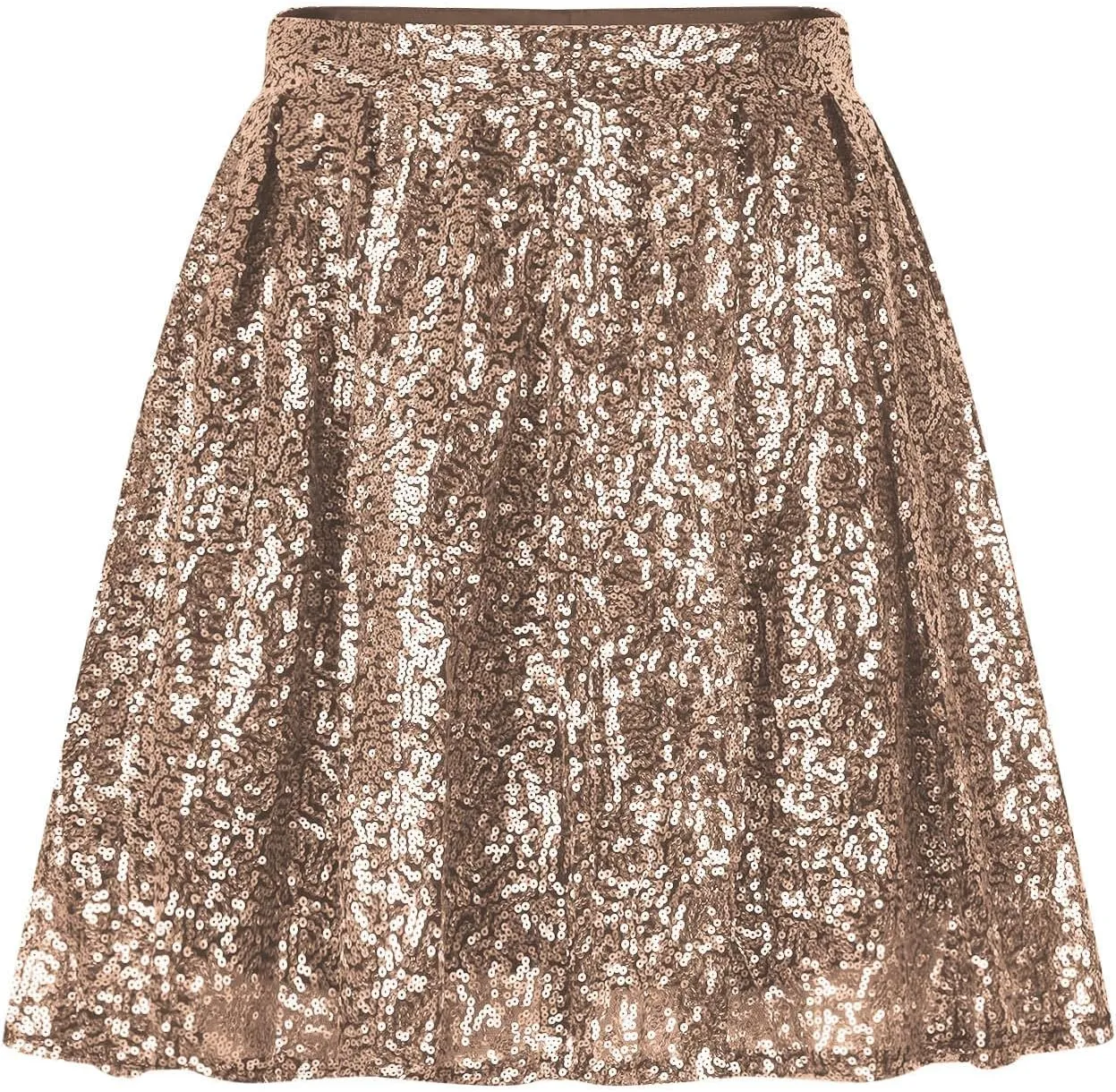 Sequin Mini Skirt for Women A-line Basic Skirt Stretchy Flared Casual Pleated Sparkly Skater Skirts Short Rave Skirt