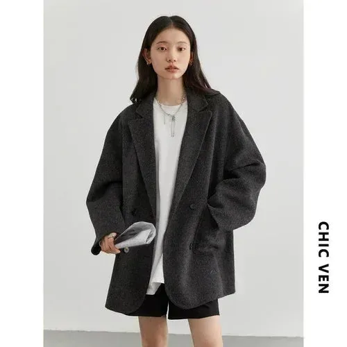 Women's Long Double Breasted Retro Fashion Designer Jackets