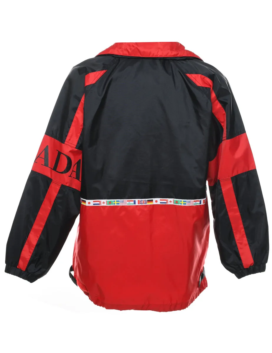 Zip-Front Black & Red Nylon Jacket - L